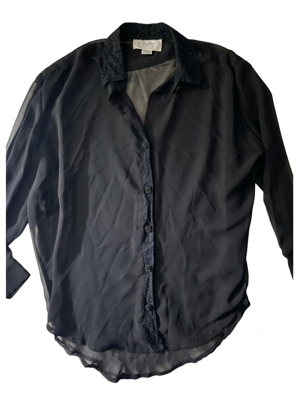 Dior Sheer Black Button-Front Blouse